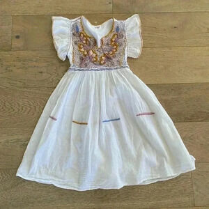 Yibel Girls Embrodiered Dress White $89